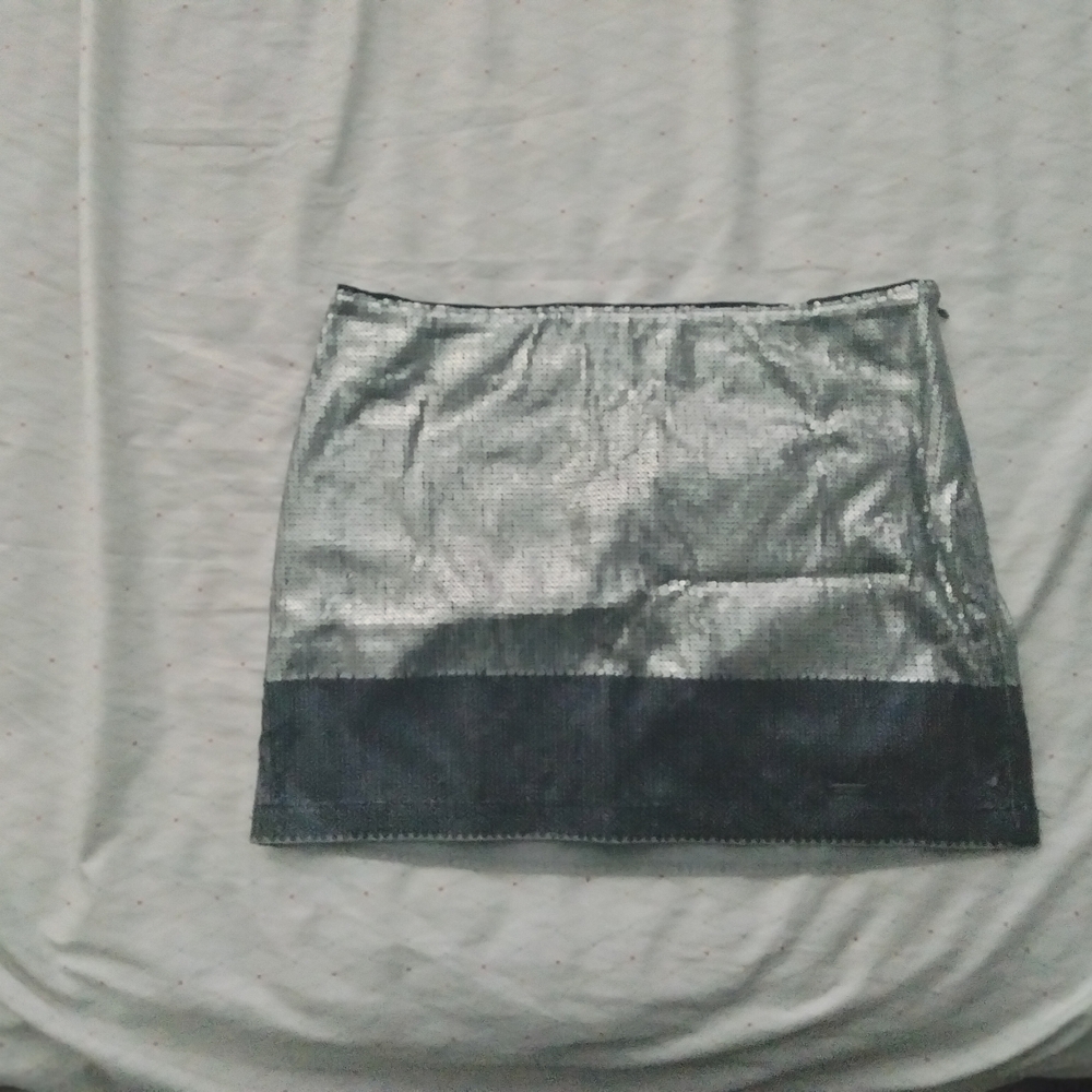 Hollister Shimmering Silver and Black Mini Skirt